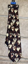VTG Looney Tunes Mania Taz In Moods Warner Bros Neck Tie 1998 NOS Fun 90s Style