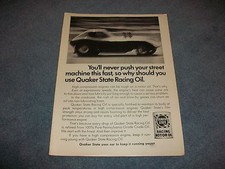 1970 Quaker State Vintage Ad With Chevy Cheetah "You'll Never Push Your Street..