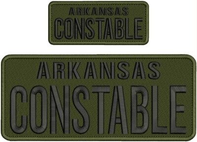 ARKANSAS CONSTABLE embroidery patches 4x10  2x5 hook on back BLACK ON OD GREEN