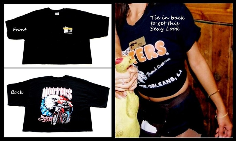 XL Sexy Hooters Biker Crop Top Midriff Half Cut Off TShirt Halloween Costume Top