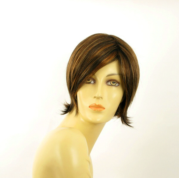 Perruque courte Marina 627c pour femme couleur chocolat et balayage cuivré