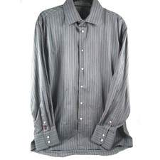 Verticale Mens L Black/Grey 100 Cotton Striped Size L Dress Shirt