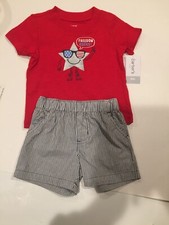 Baby Boys 6M outfit Short Sleeve shirt 2 Piece Set Striped Shorts Carters NWT
