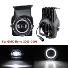 Pair LED Fog Lights DRL Assembly Lamps For 2003-2006 GMC Sierra 1500 2500 3500