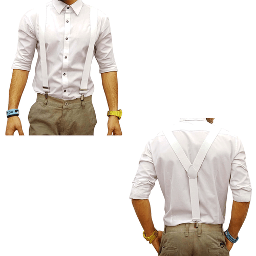 Men Y-Shape Suspenders Elastic Strap Brace 3 Clips Adjustable Pants Brace TBN US - Picture 4 of 18