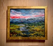 Original Painting Moonlight Sky Impressionism Nocturne American Landscape Signed