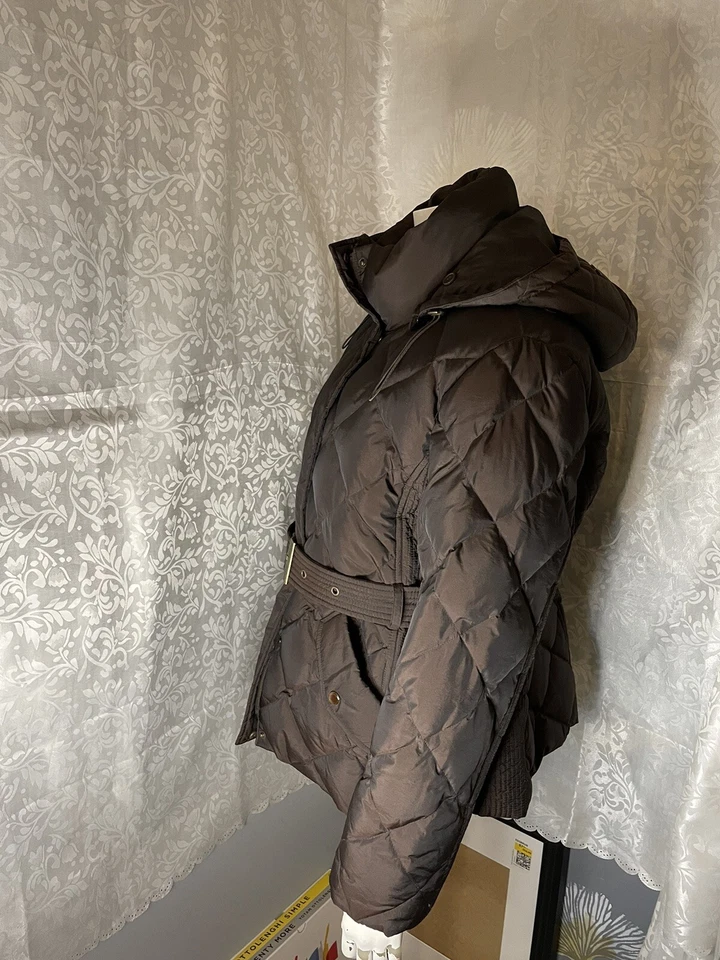 Hilary Radley 女式大码绗缝棕色夹克带口袋腰带 — 第 3/4 张图片