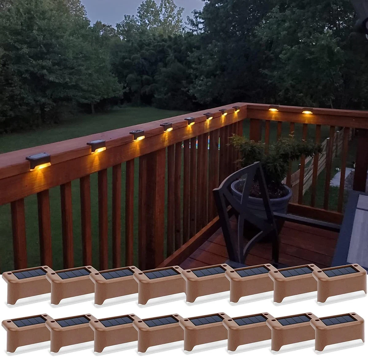 Solar lights on deck railing deals