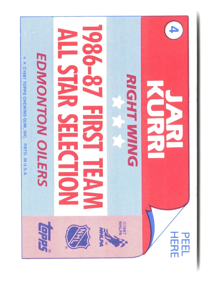 1987-88 Topps #4a Jari Kurri Stickers - Image 2 of 2