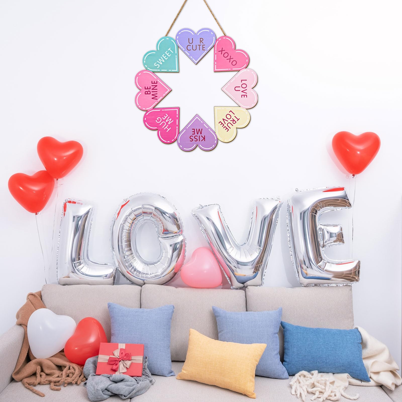 Valentine's Day Door Sign Decorations Conversation Heart Wooden Hanging Sign ... thumbnail 6