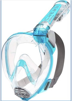 Cressi Adult Snorkeling Full Face Mask - Wide Clear View, Anti-Fog System Sm Med