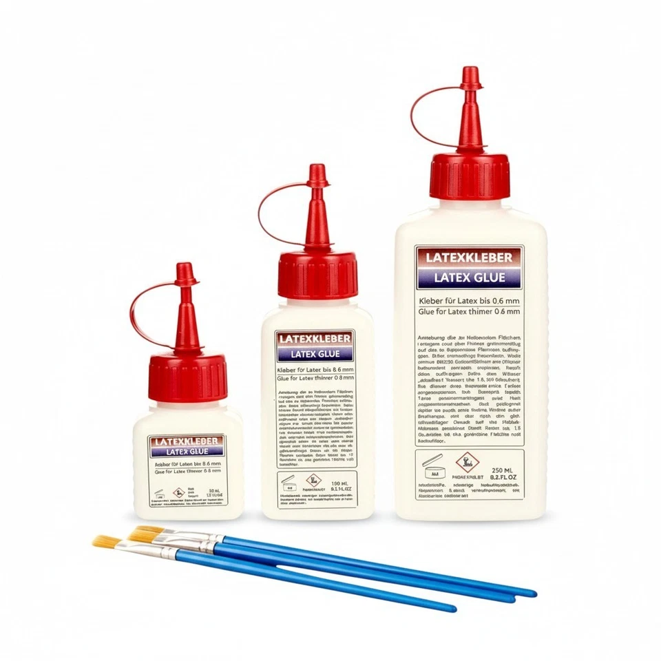 FASZINATIONLATEX Latex Kleber (Latexmilch) in 50, 10 oder 250 ml-Flasche, inklusive 3 Flachpinsel