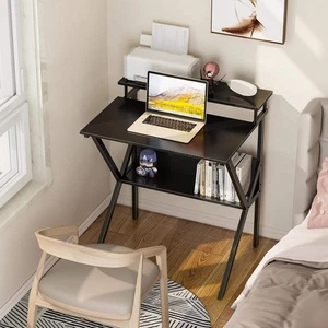 Compact Bureau d'ordinateur avec support de moniteur 27.5 Noir de pouce