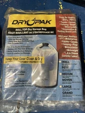 Kwik Tek Dry Pak Roll Top Dry Storage Bag Clear White Med. 11.5" X 19" NIP- NEW