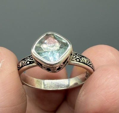 Silpada Sterling silver Froze Lake Aqua Blue Ring Detailed Band SZ 11