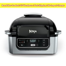 Ninja 4-in-1 Indoor Grill & Air Fryer Smokeless 4-Qt Black Stainless AG300 NEW