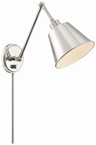 Crystorama Mitchell Polished Nickel Swing Arm Wall Lamp - Picture 1 of 5