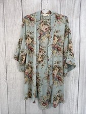 Victoria's Secret Slip Nightgown Robe Set MEDIUM Blue Floral Intimate 90 Vintage