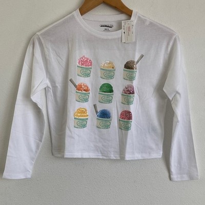 Crewcuts Sequin T Shirt Medium size 8 9 white