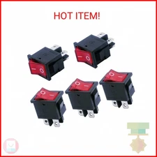 mxuteuk 5pcs 110V/120V Mini Rocker Switch Illuminated Snap-in DPST Toggle Power 