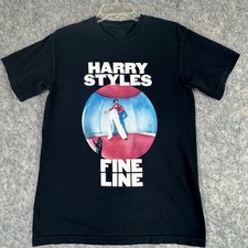 Harry Styles T Shirt Fine LIne Black Double Sided Graphic Size Small