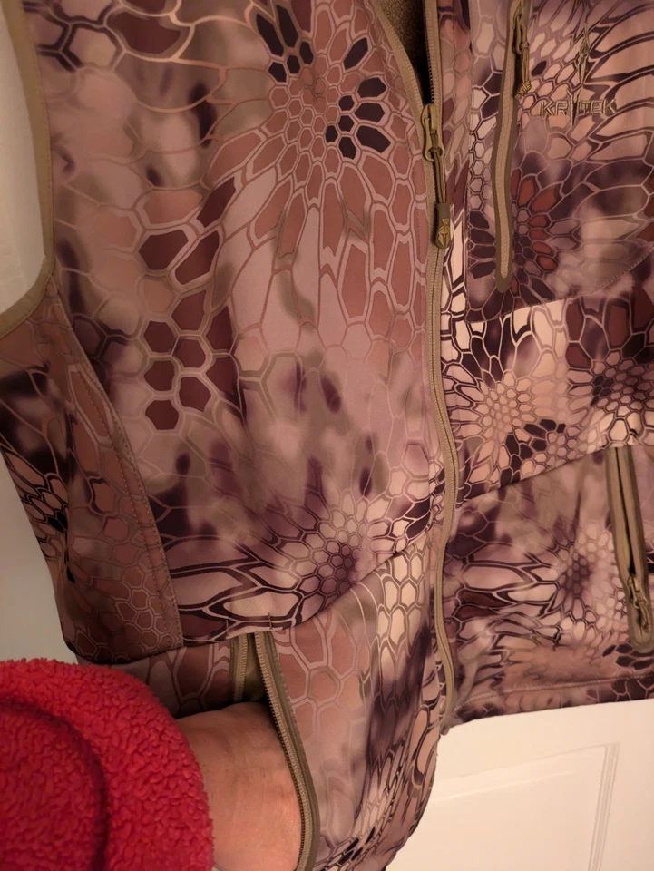 Kryptek Highlander Camo Hunting Soft Shell Vest Fleece-Lined Sz Large Zip Brown - Image 4 of 4