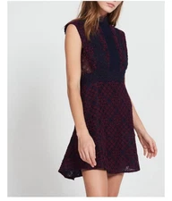 Sandro Paris Dress 1 Two Tone Lace Mini Sleeveless A Line RRP $595