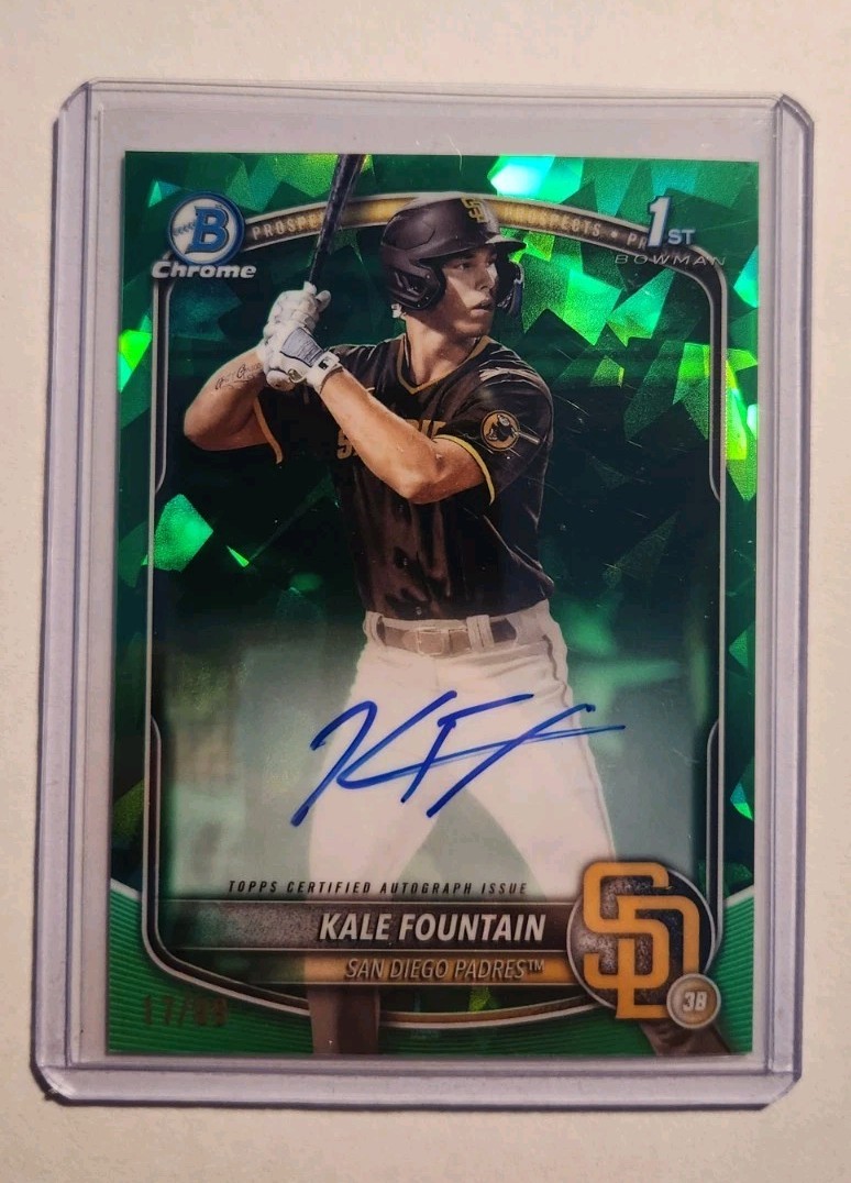2025 Bowman Chrome Sapphire Kale Fountain #CPSA-KFO 1st Bowman Auto Green /99