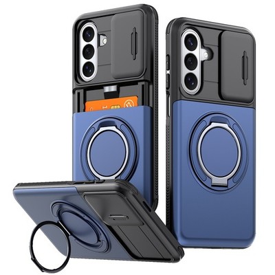 For Samsung Galaxy A17 A16 A37 A57 A36 Shockproof Card Holder Stand Lens Case 
