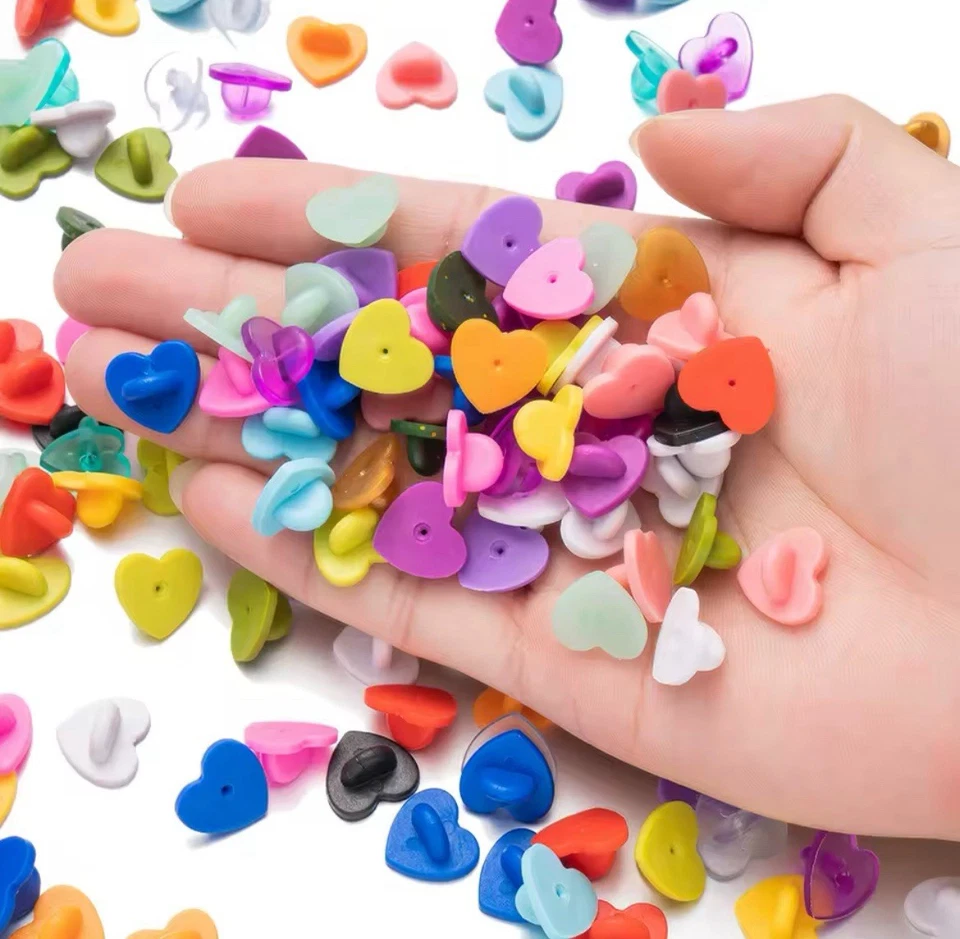 Rubber Pin Backs Heart Shape 25pc Rubber Backers Multicolored Mix FREE SHIPPING - Image 3 of 4