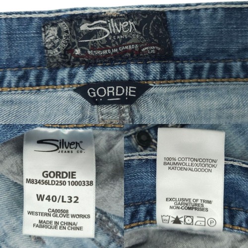 Silver Jeans Gordie Mens 40x30 Relaxed Fit READ Straight Leg Whiskered Denim - Picture 8 of 16