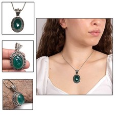 Green Onyx Gemstone Unisex Women's Gift For Her Silver Jewelry Pendant 2