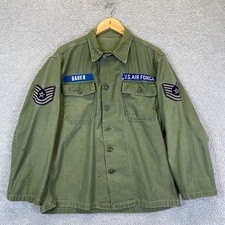 Vintage 70s US Air Force Sateen Fatigue OG 107 Field Shirt Men s Large Vietnam