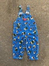 Vintage OshKosh B Gosh Teddy Bear Print Corduroy Overalls Made USA Blue Size 24M