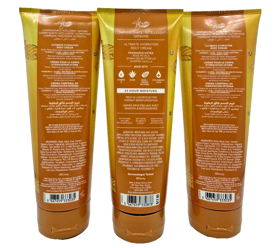 Крем-лосьон для тела Bath & Body Works ЛОТ из 3 тюбиков Disney Princess Belle 8 унций - Изображение 2 из 2