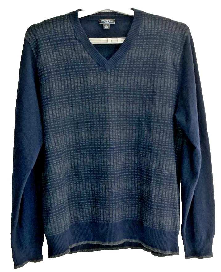 Saks Fifth Avenue Sweater Mens XL Cashmere V-Neck Pullover Navy & Gray
Opens in a new window or tab
