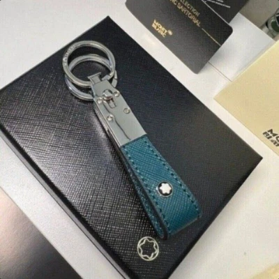 Nuevo Mon Exquisito Azul Oscuro MB Llavero Llavero Cuero Hombre Regalo #198891 EE. UU. - Imagen 1 de 4