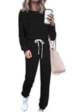 Women's 2 Piece Tracksuits Outfits Casual Long Sleeve Tops And Lounge Pants S...