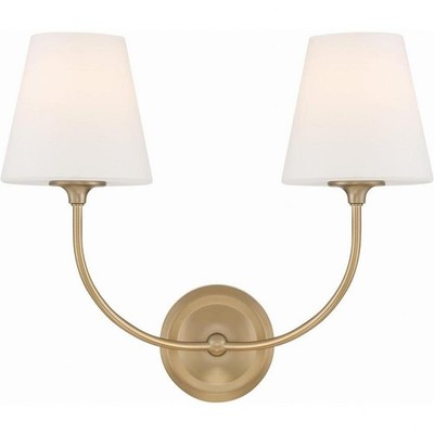 2 Light Wall Mount-14.75 Inches Tall and 17 Inches Wide-Vibrant Gold Finish -
