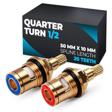 Bathroom Faucet Cartridge Replacement   2 Pcs Brass Quarter Turn 1/2" Thread 1.9