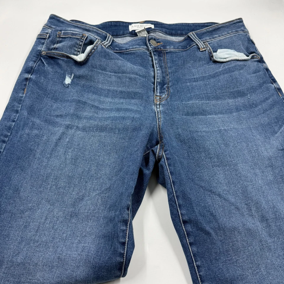 Pantalones de mezclilla para mujer Lane Bryant 20 azul mezcla de algodón calce regular recto Foto 2 de 4