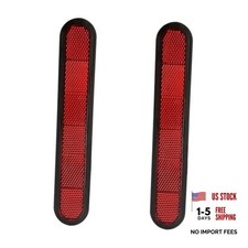 Car Side Door Red Reflectors Oval Strip Shape Stickers, 17x3cm Adhesive