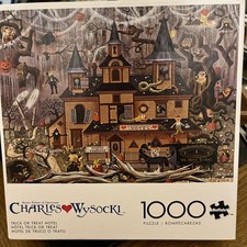 Buffalo Games Trick or Treat Hotel 1000 Pc Puzzle By Charles Wysocki Halloween
