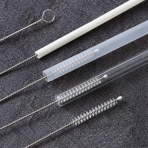 3 Pcs Drinking Straw Cleaner Reusable Brush Tube Pipe Nylon Stainless Steel Long - Picture 2 of 7