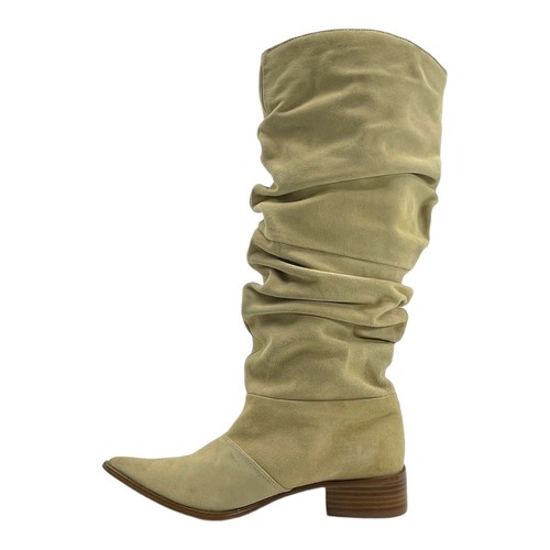 CHINESE LAUNDRY Womens 7.5 Suede Leather WINNER Slouch Knee High Boots STONE - 第 3/17 張圖片