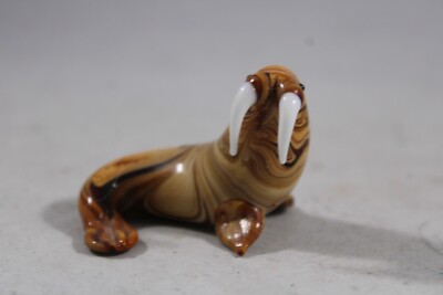 Glass Walrus Figurine - Handmade? - Brown