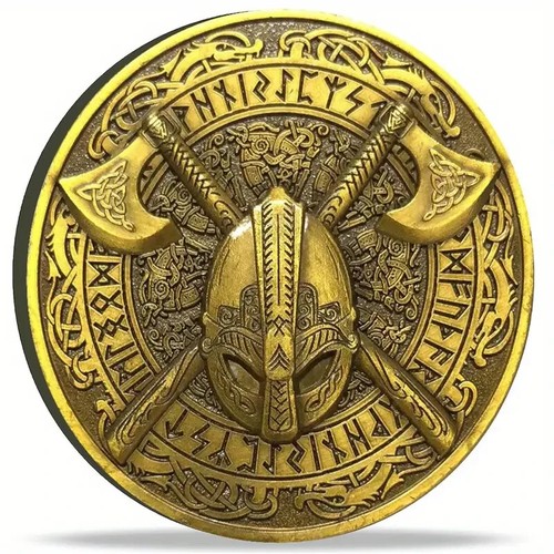 Moneda conmemorativa guerrero vikingo moneda mitología nórdica con cubierta protectora - Imagen 1 de 6