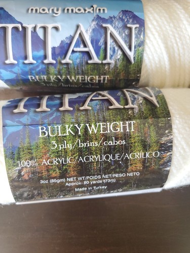 2 Skeins Color Natural Mary Maxim Titan Yarn Acrylic Bulky Weight 3 Ply 3 oz - Picture 3 of 5