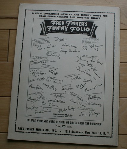 Vintage Sheet Music Fred Fisher's Collection All Time Hits 1950 - Picture 2 of 3