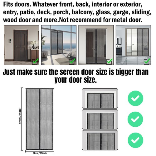 Magnetic Screen Door Mesh Hands-Free Net Mosquito Fly Insect Bug Curtain Closer - Picture 14 of 60